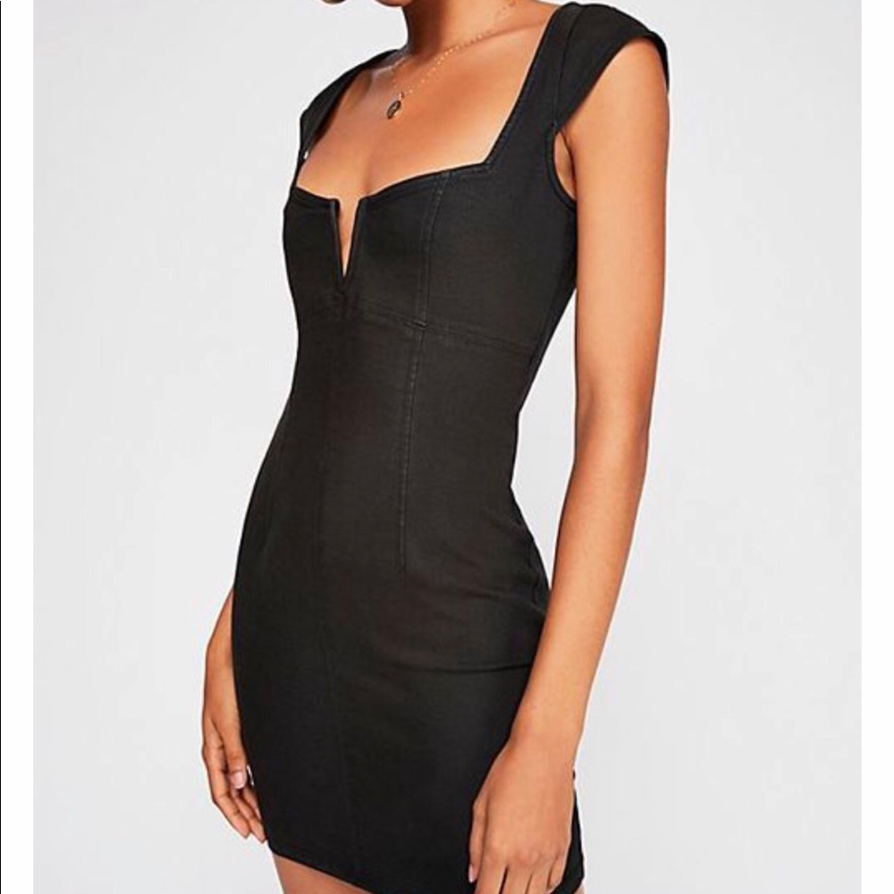 Free People Black Denim Lia Dress